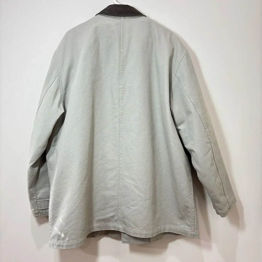 VTG Lands End Men Field Barn Canvas Jacket Chore Coat Quilted Removable Liner XL